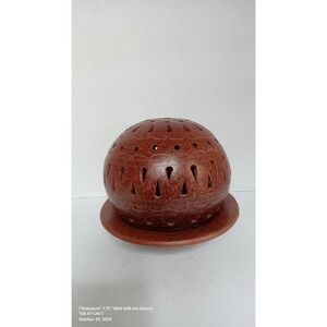 Rustic Brown Sphere Candle Holder with Stand - Decorative Orb Tea Light